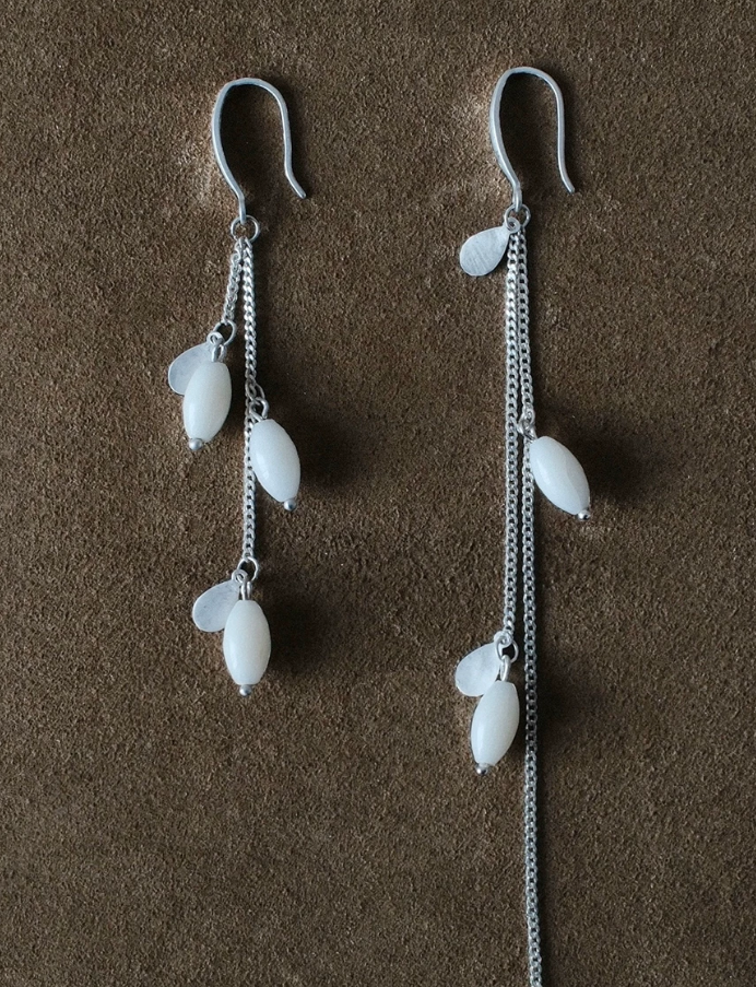 Ivory Jade Abstract Drop Earrings