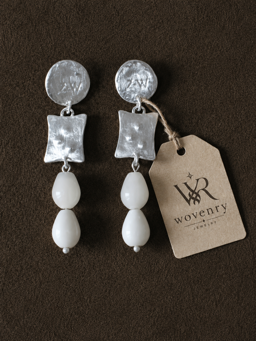 Amber Glow Brushed Drop Earrings