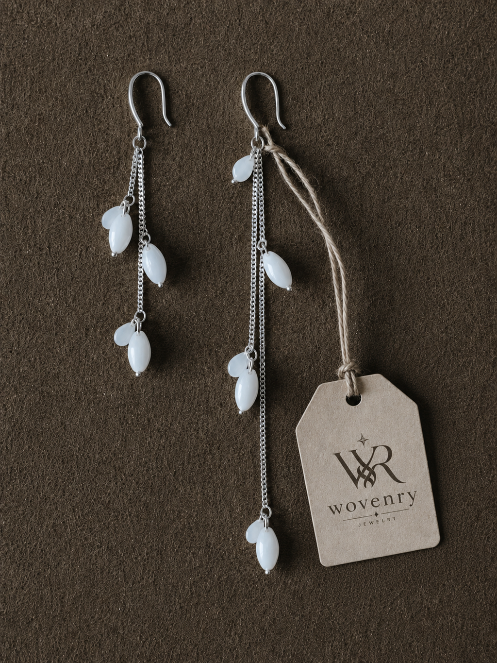 Ivory Jade Abstract Drop Earrings