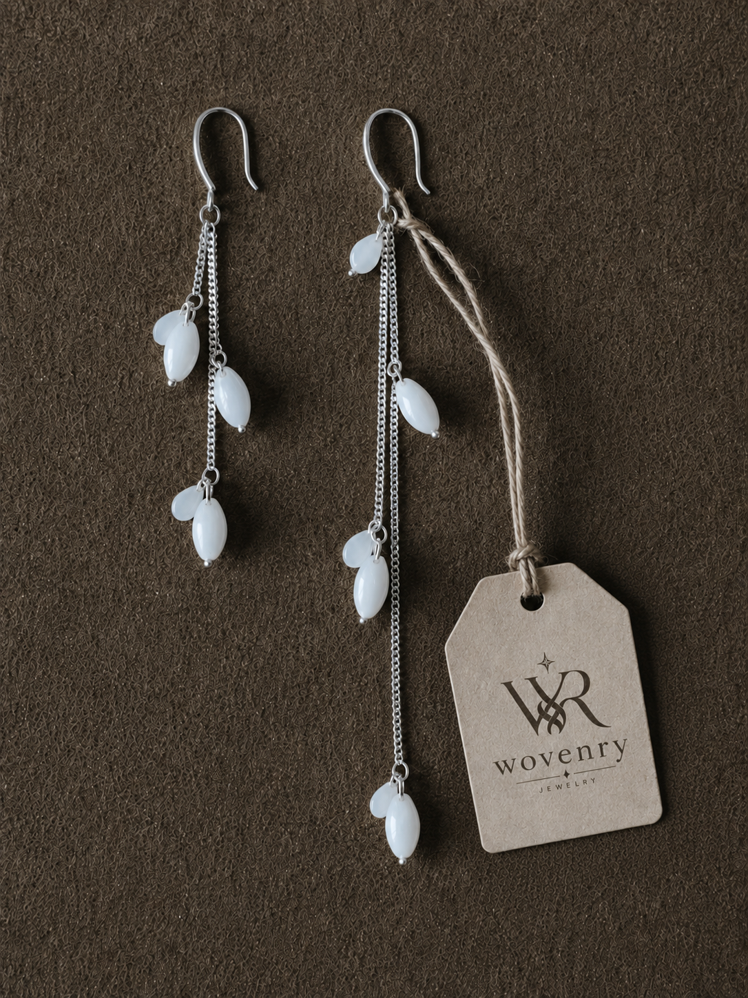 Ivory Jade Abstract Drop Earrings