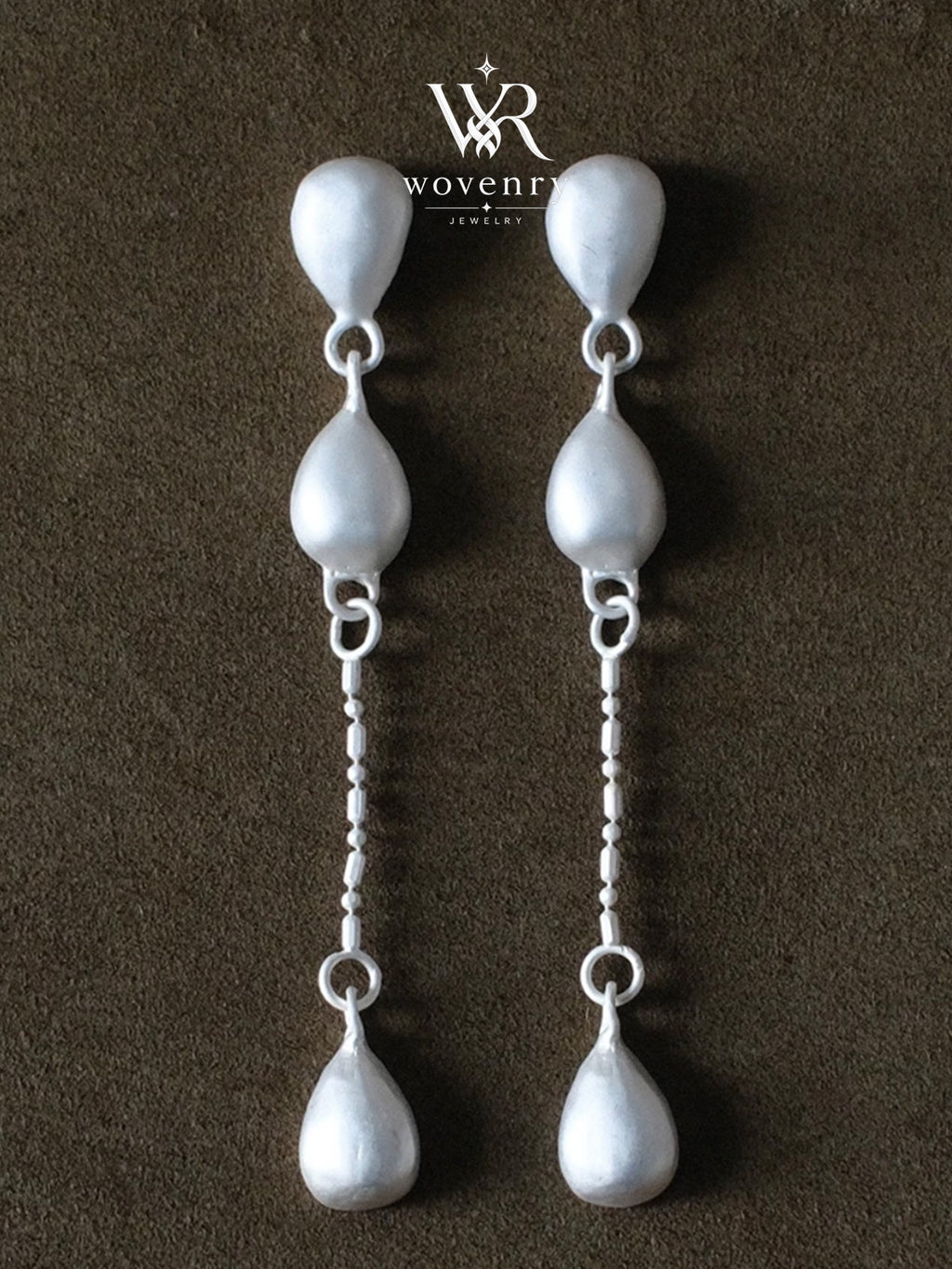 Cascade Teardrop Silver Earrings
