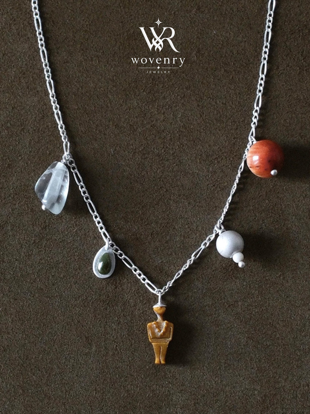 Figurine Gemstone Charm Necklace