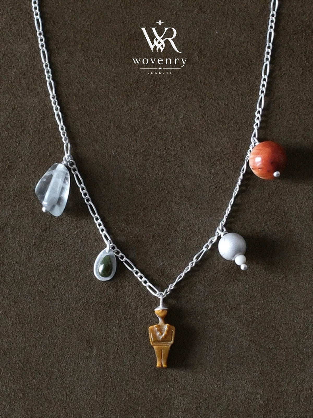 Figurine Gemstone Charm Necklace