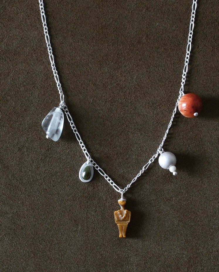 Figurine Gemstone Charm Necklace