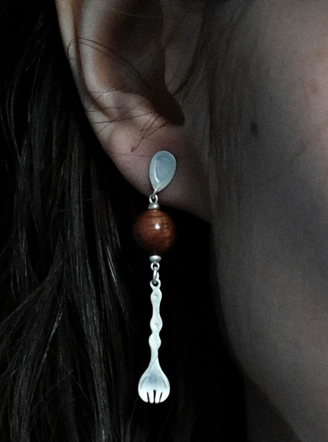 Silver Fork Statement Earrings