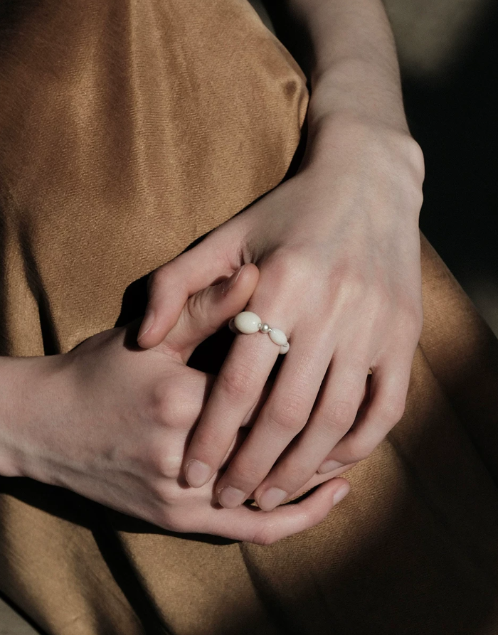 Moonstone Whisper Beaded Ring