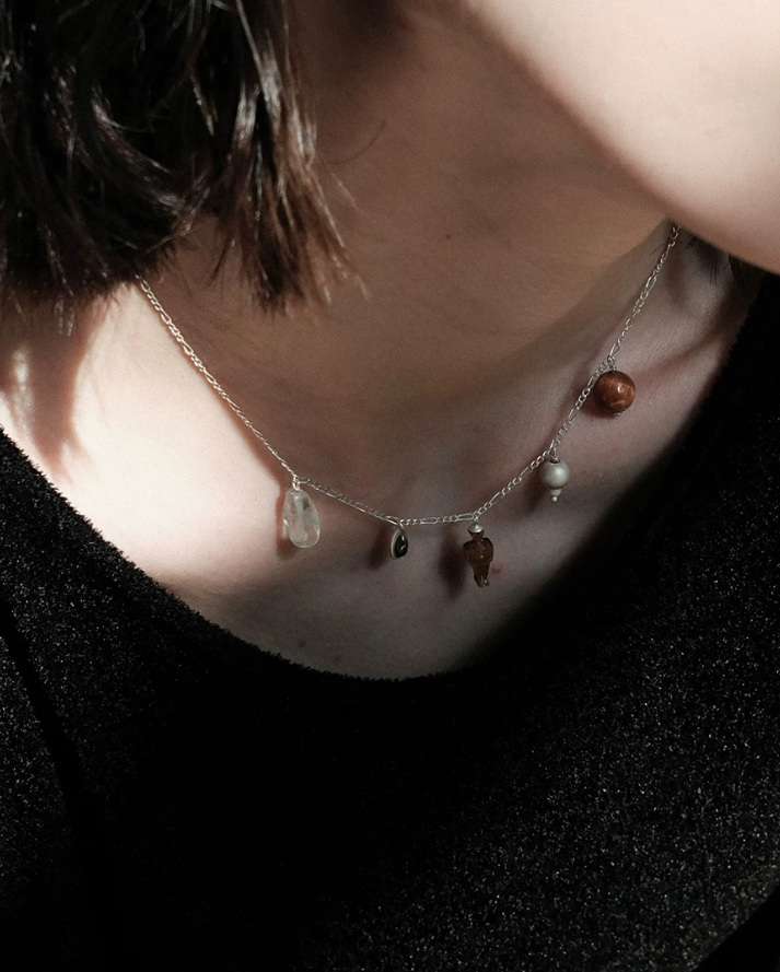 Figurine Gemstone Charm Necklace