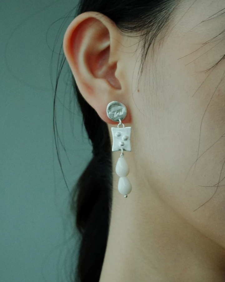 Amber Glow Brushed Drop Earrings