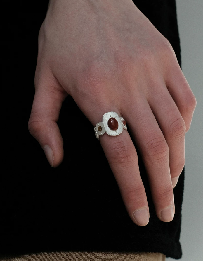 Ancient Totem Frosted Silver Ring