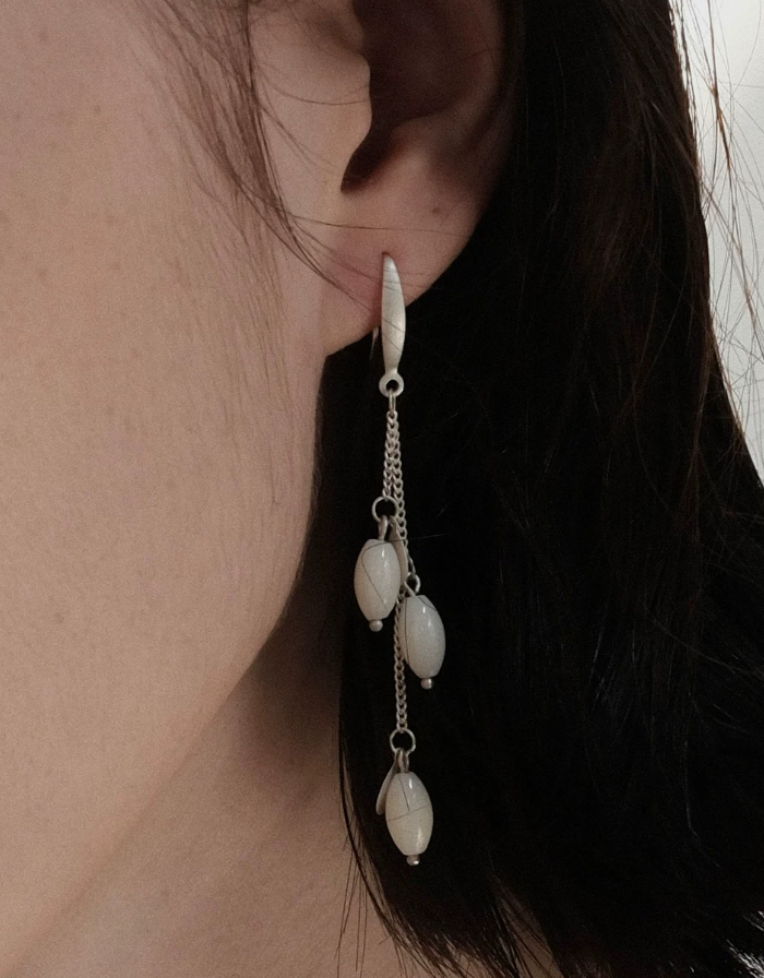 Ivory Jade Abstract Drop Earrings