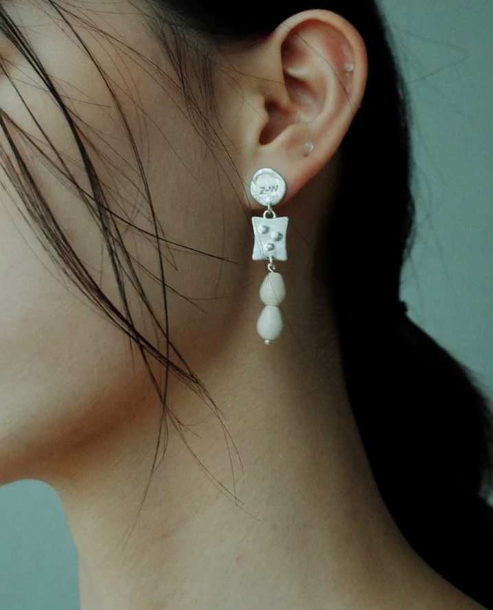 Amber Glow Brushed Drop Earrings