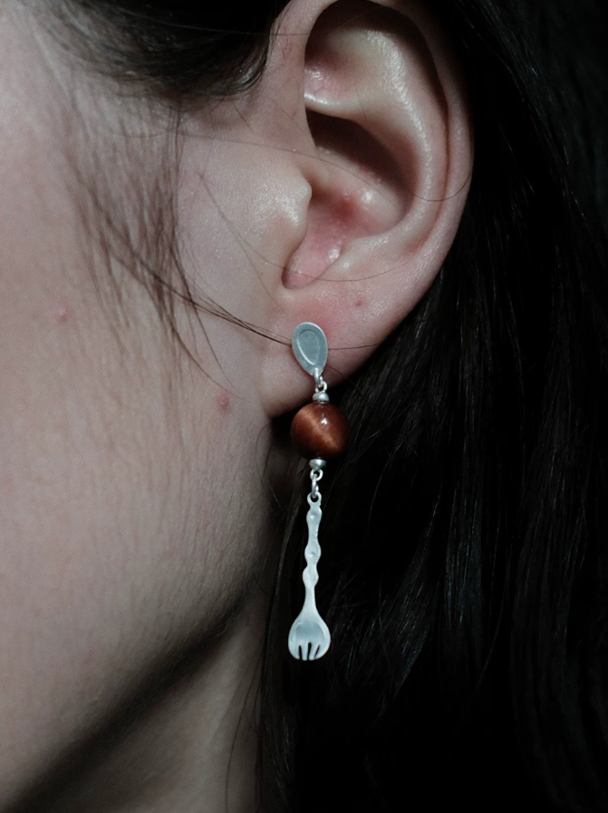 Silver Fork Statement Earrings