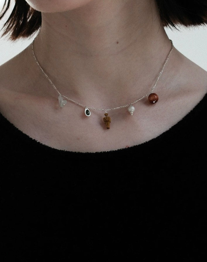 Figurine Gemstone Charm Necklace