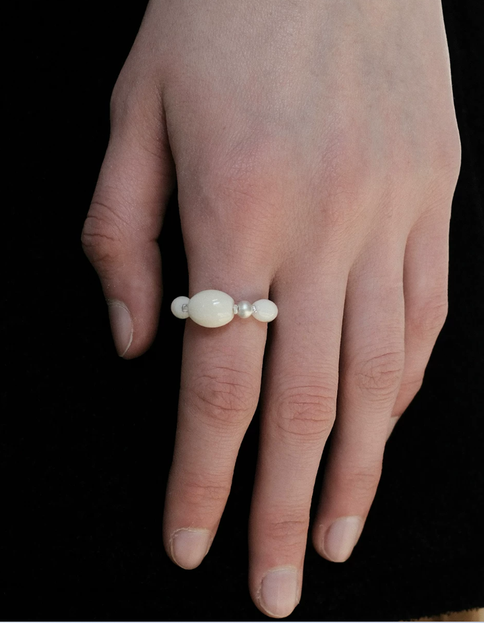 Moonstone Whisper Beaded Ring